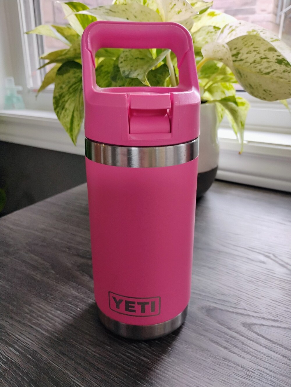 Yeti Rambler Jr. 12 oz Kids Bottle, with Straw Cap, Tropical Pink